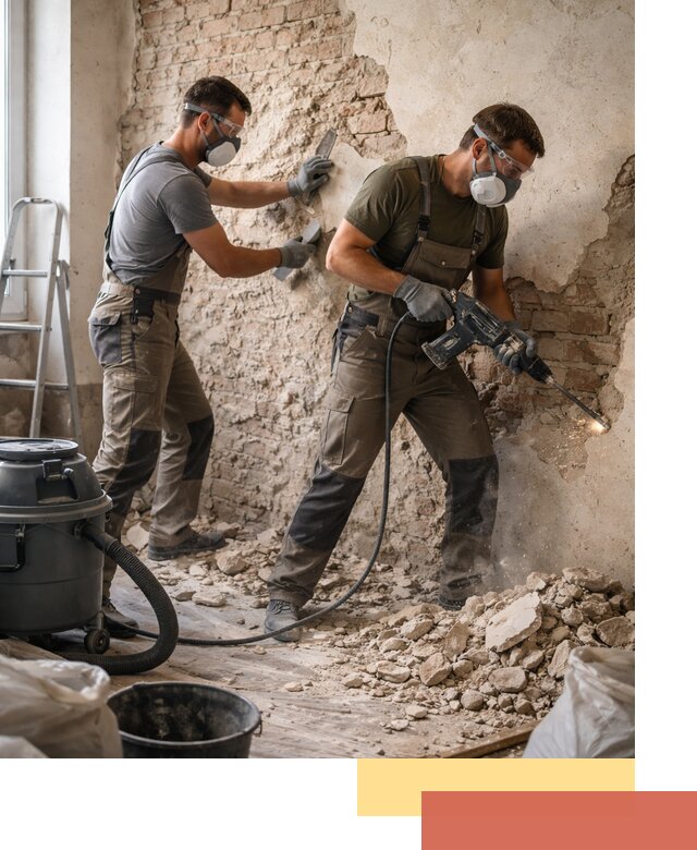 Демонтаж штукатурки со стен в Благовещенске быстро и аккуратно