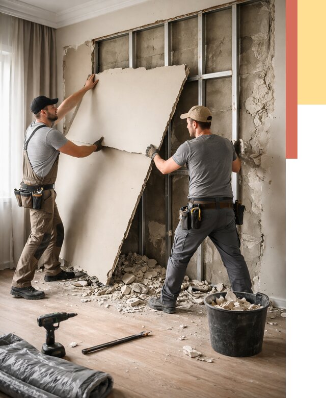 Демонтаж гипсокартона со стен в Благовещенске от 355 руб. — услуги демонтажа | ОТДЕЛОЧНИК-Бгн