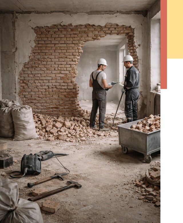 Демонтаж кирпичных стен в Благовещенске от 4266 руб. — быстро, недорого, под ключ | ОТДЕЛОЧНИК-Бгн