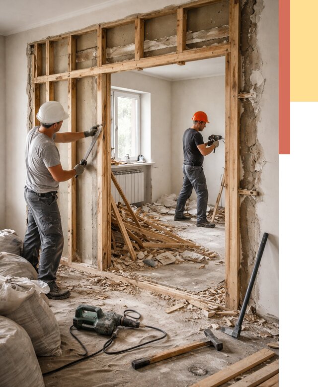 Демонтаж деревянных перегородок в Благовещенске от 3250 руб. — быстро и недорого | ОТДЕЛОЧНИК-Бгн