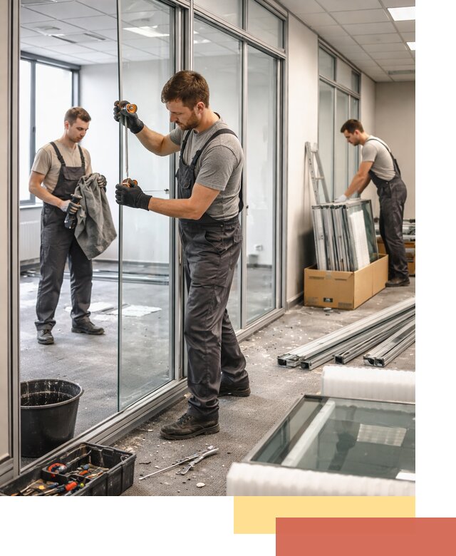 Демонтаж стеклянных перегородок в Благовещенске быстро и безопасно