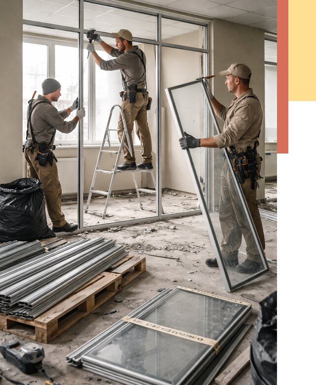 Демонтаж алюминиевых перегородок в Благовещенске от 4266 руб. — быстро и недорого | ОТДЕЛОЧНИК-Бгн