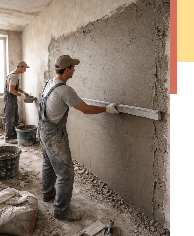 Цементная штукатурка стен в Благовещенске от 4571 руб/м2 — быстро и недорого | ОТДЕЛОЧНИК-Бгн