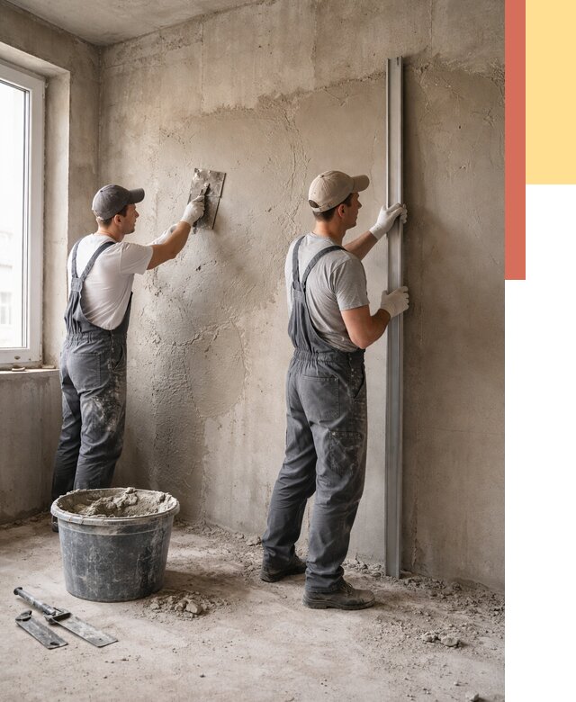 Штукатурка бетонных стен в Благовещенске от 4571 руб/м² — качественно и быстро | ОТДЕЛОЧНИК-Бгн