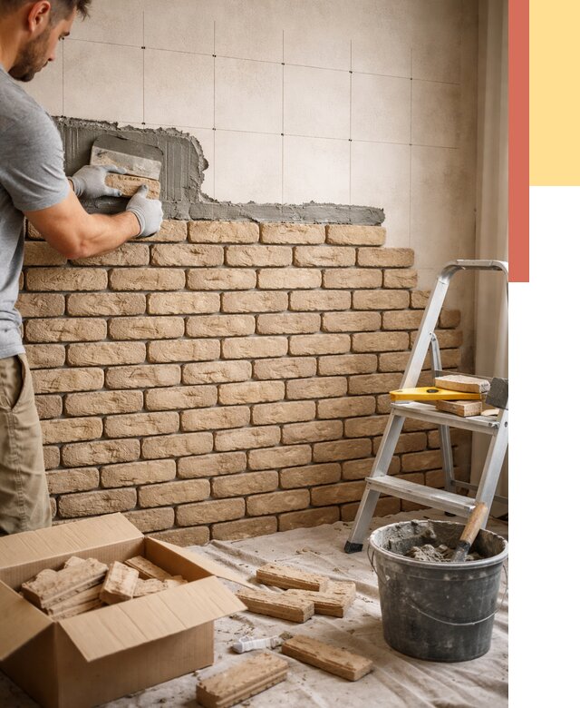 Монтаж декоративного кирпича в Благовещенске от 3250 руб./м² — быстро и недорого | ОТДЕЛОЧНИК-Бгн