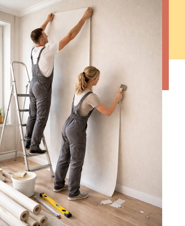 Поклейка флизелиновых обоев в Благовещенске от 6094 руб. | Быстро и недорого — ОТДЕЛОЧНИК-Бгн