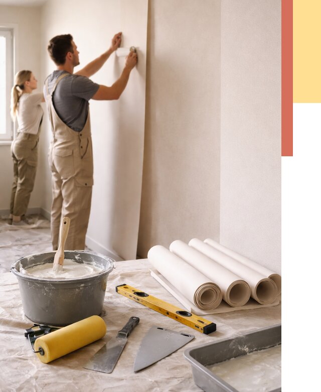 Поклейка бумажных обоев в Благовещенске от 5586 руб./м2 — быстро и недорого | ОТДЕЛОЧНИК-Бгн