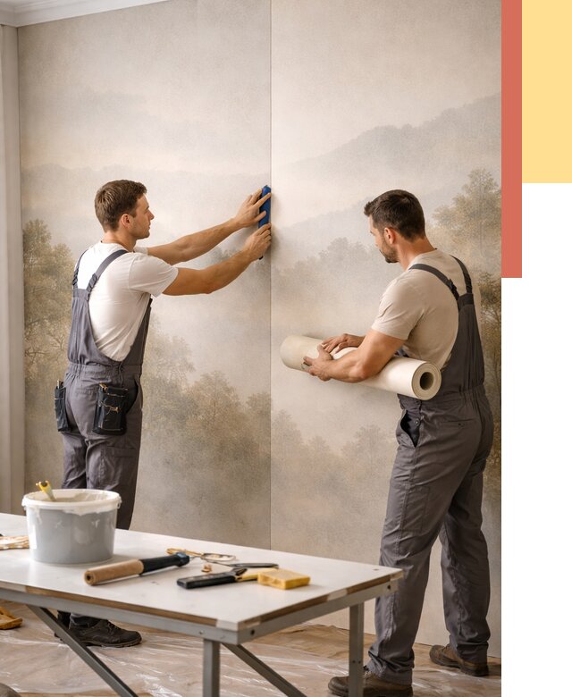 Поклейка фотообоев в Благовещенске от 8633 руб/м² — быстро и недорого | ОТДЕЛОЧНИК-Бгн