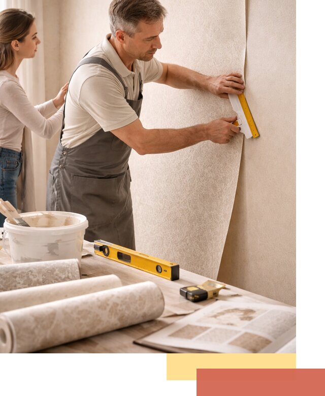 Поклейка обоев с подбором рисунка в Благовещенске