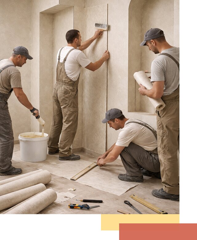 Поклейка обоев на сложные стены и неровные поверхности в Благовещенске