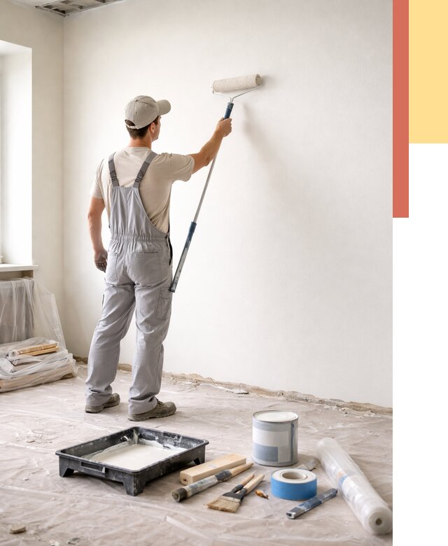 Покраска стен водоэмульсионной краской в Благовещенске от 457 руб. за м² | ОТДЕЛОЧНИК-Бгн