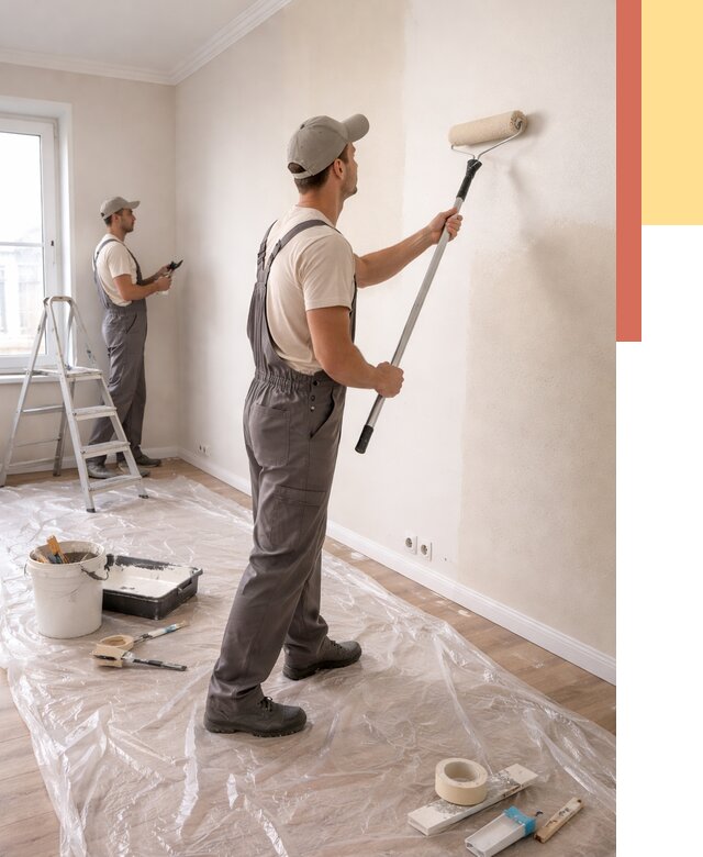 Покраска стен акриловой краской в Благовещенске от 3555 руб./м² — быстро и недорого | ОТДЕЛОЧНИК-Бгн