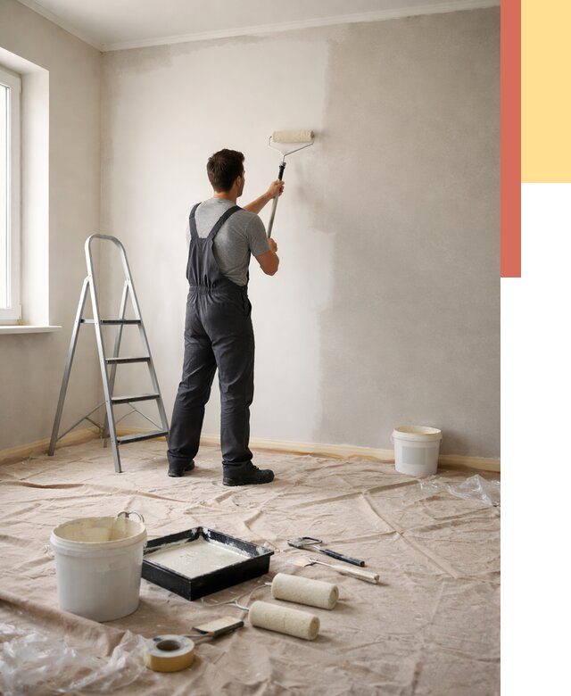 Покраска стен моющейся краской в Благовещенске от 355 руб./м² — быстро и недорого | ОТДЕЛОЧНИК-Бгн