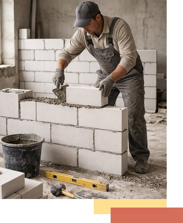 Кладка перегородок из силикатного блока в Благовещенске