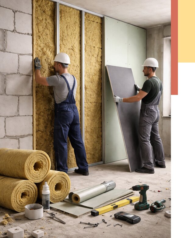 Шумоизоляция перегородок из блоков в Благовещенске от 1879 руб./м² — быстро и недорого | ОТДЕЛОЧНИК-Бгн