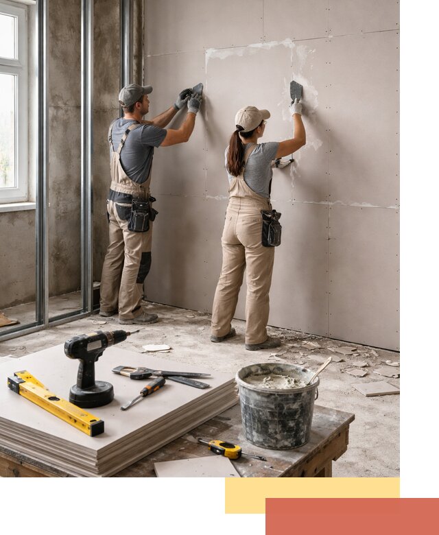 Монтаж двухслойной перегородки из гипсокартона в Благовещенске