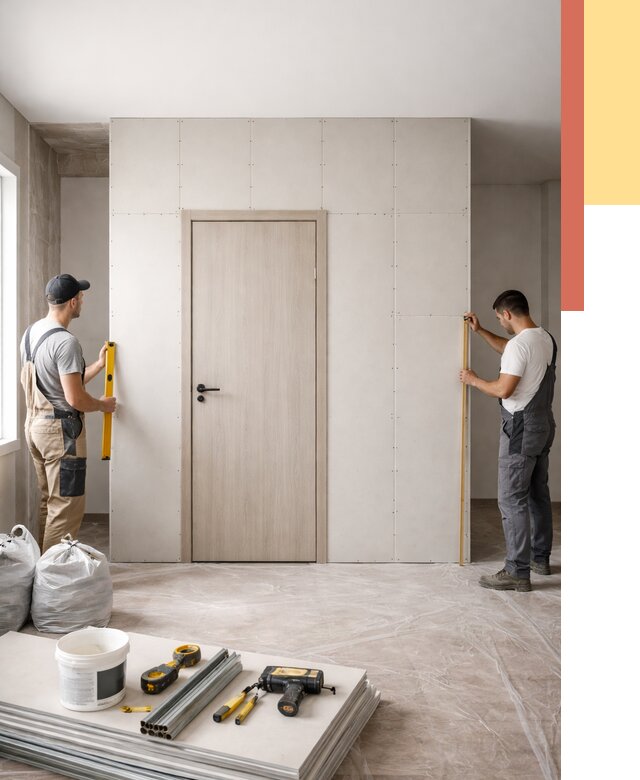 Перегородка из гипсокартона с дверью в Благовещенске от 4571 руб. под ключ | ОТДЕЛОЧНИК-Бгн