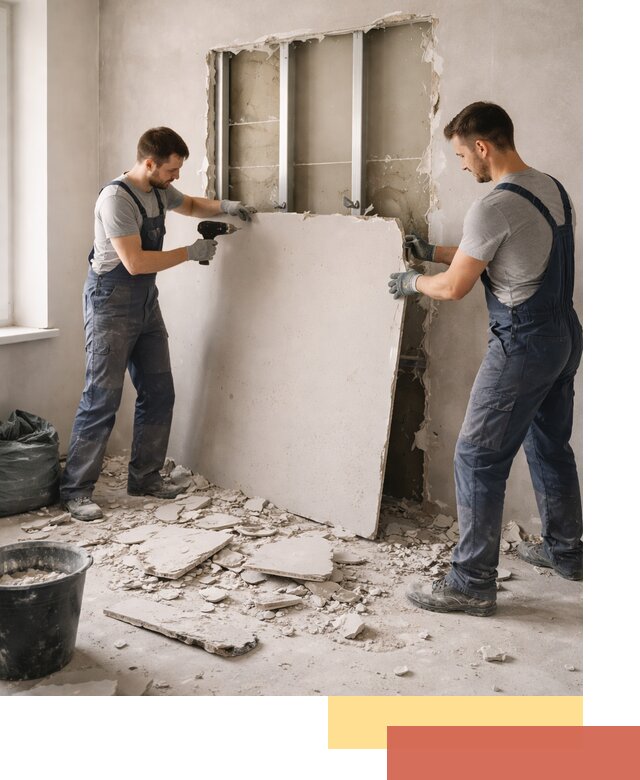 Демонтаж перегородки из гипсокартона в Благовещенске быстрый и аккуратный