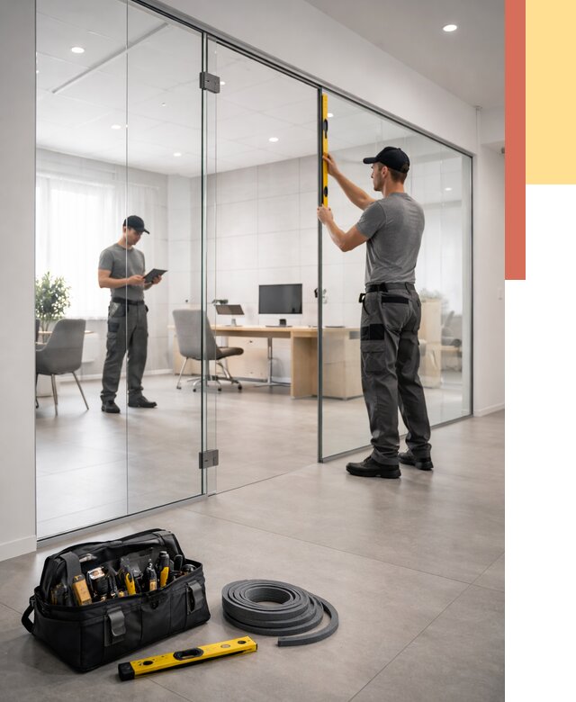 Цельностеклянные перегородки под ключ в Благовещенске от 9649 руб. — монтаж и цены | ОТДЕЛОЧНИК-Бгн