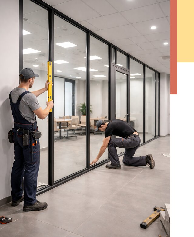 Каркасные стеклянные перегородки в Благовещенске под ключ от 9344 руб. | ОТДЕЛОЧНИК-Бгн