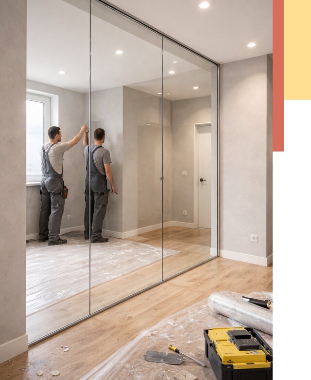 Безрамные стеклянные перегородки в Благовещенске — монтаж от 9649 руб. | ОТДЕЛОЧНИК-Бгн