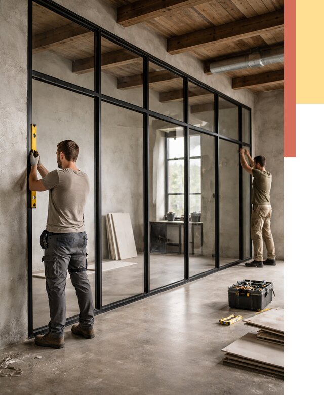 Стеклянные перегородки лофт в Благовещенске от 10665 руб. под ключ | ОТДЕЛОЧНИК-Бгн