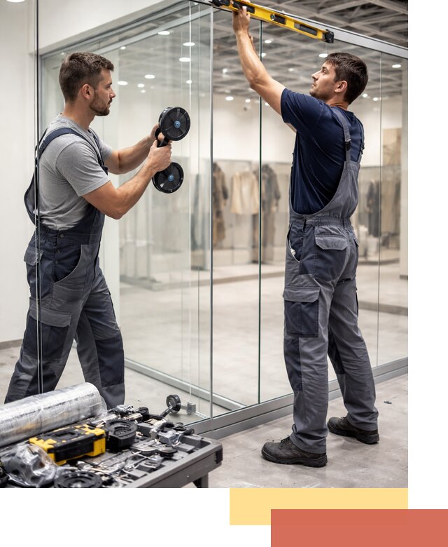 Стеклянные перегородки для магазинов в Благовещенске — монтаж и установка