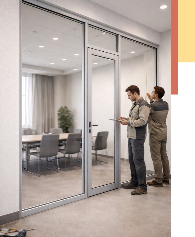 Установка и монтаж алюминиевых перегородок со стеклом в Благовещенске от 8329 руб. | ОТДЕЛОЧНИК-Бгн