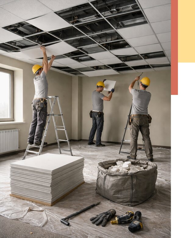 Демонтаж потолка Армстронг в Благовещенске от 4571 руб. быстро и недорого | ОТДЕЛОЧНИК-Бгн