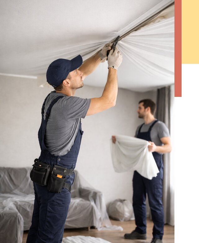 Демонтаж натяжного потолка в Благовещенске от 4571 руб. — снятие и разбор под ключ | ОТДЕЛОЧНИК-Бгн