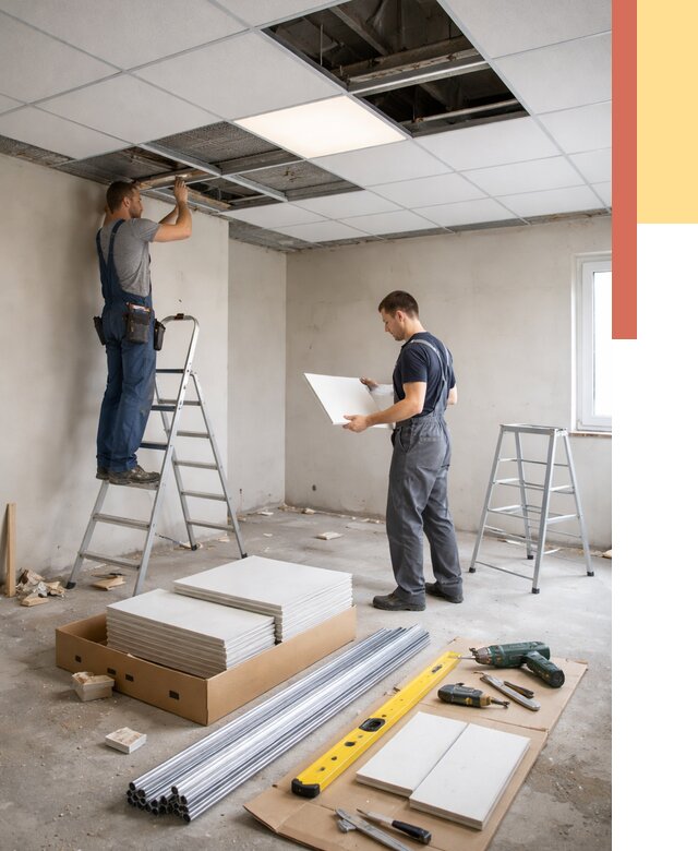 Монтаж потолка армстронг в Благовещенске от 4571 руб/м2 — быстрая установка под ключ | ОТДЕЛОЧНИК-Бгн