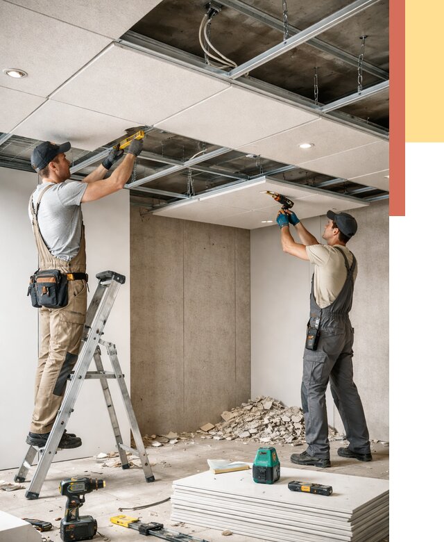 Монтаж акустического потолка в Благовещенске от 6602 руб/м2 — быстро и недорого | ОТДЕЛОЧНИК-Бгн