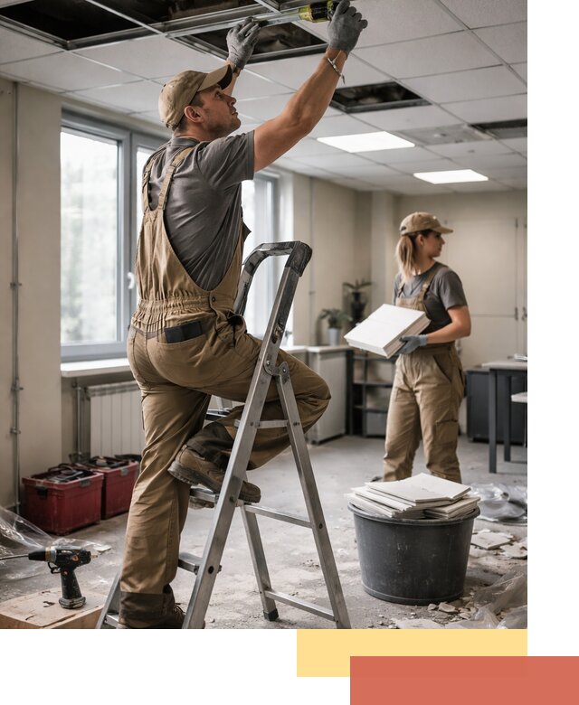 Ремонт потолка Армстронг и замена плит в Благовещенске