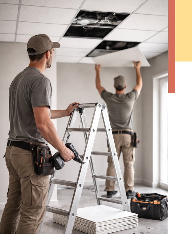 Обслуживание подвесного потолка в Благовещенске от 3555 руб. — быстро и недорого | ОТДЕЛОЧНИК-Бгн