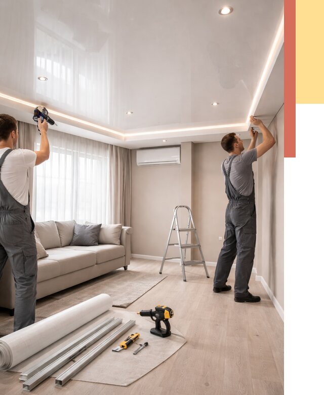 Монтаж глянцевого натяжного потолка в Благовещенске от 762 руб. под ключ | ОТДЕЛОЧНИК-Бгн