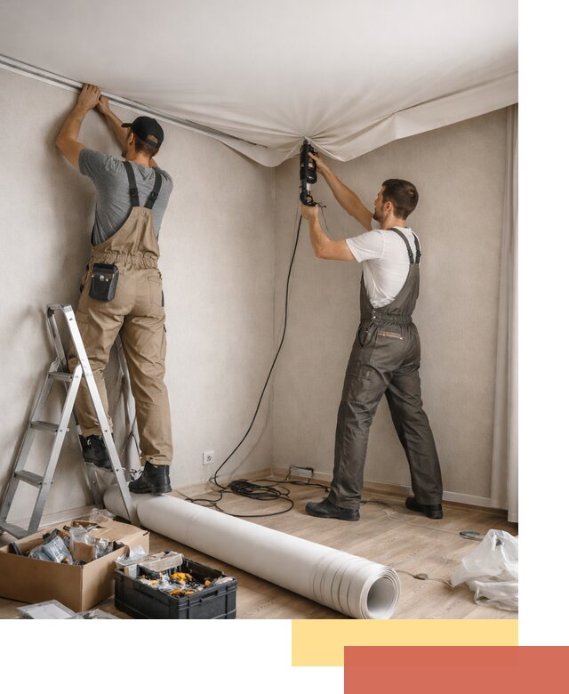 Монтаж цветного натяжного потолка в Благовещенске за один день