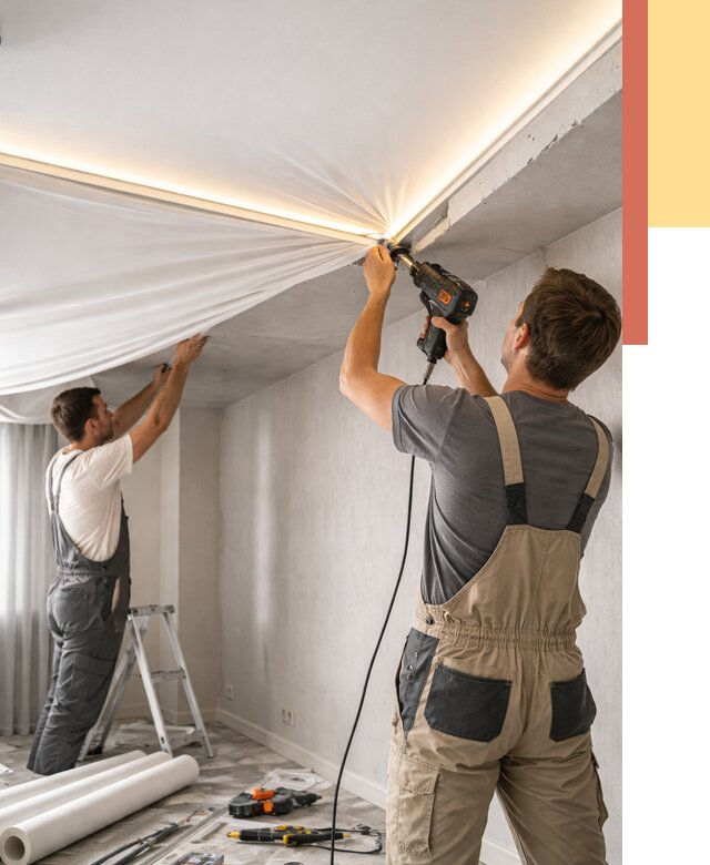 Монтаж натяжного потолка с подсветкой в Благовещенске от 965 руб. | ОТДЕЛОЧНИК-Бгн