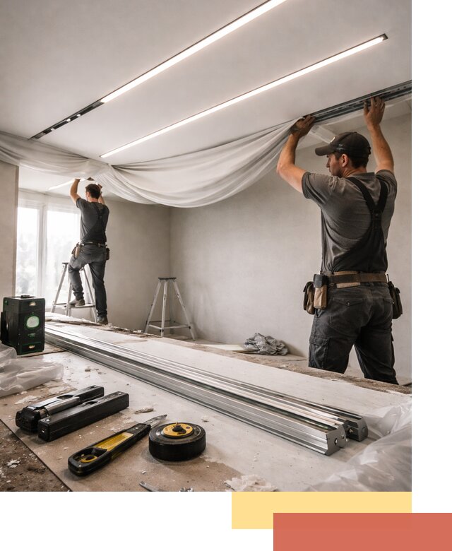 Монтаж натяжных потолков со световыми линиями в Благовещенске