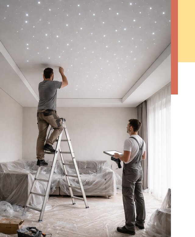 Монтаж натяжного потолка «звездное небо» в Благовещенске от 6602 руб. | ОТДЕЛОЧНИК-Бгн