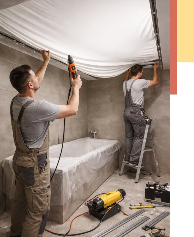 Монтаж натяжного потолка в ванной в Благовещенске от 1219 руб. под ключ | ОТДЕЛОЧНИК-Бгн