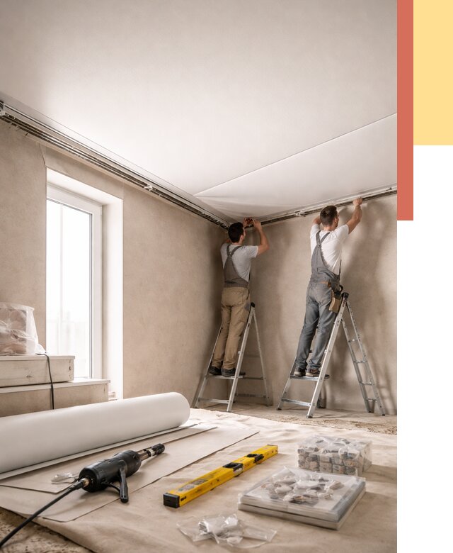 Монтаж натяжного потолка в спальне в Благовещенске от 3860 руб. под ключ | ОТДЕЛОЧНИК-Бгн