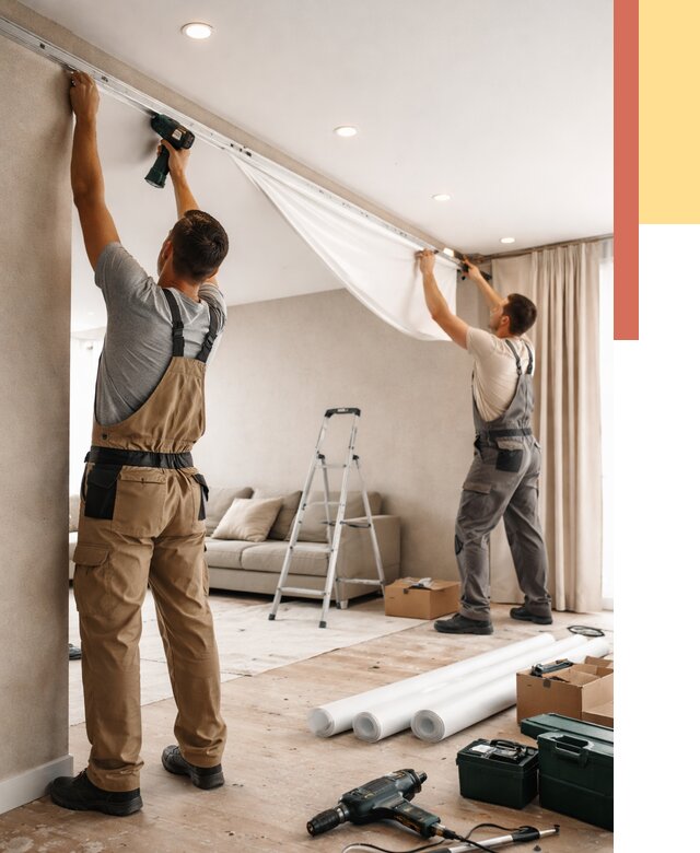 Монтаж натяжного потолка в гостиной в Благовещенске от 559 руб. | ОТДЕЛОЧНИК-Бгн