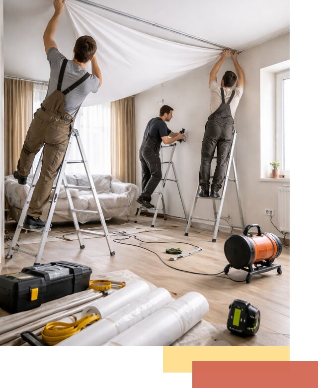 Монтаж натяжного потолка в гостиной в Благовещенске