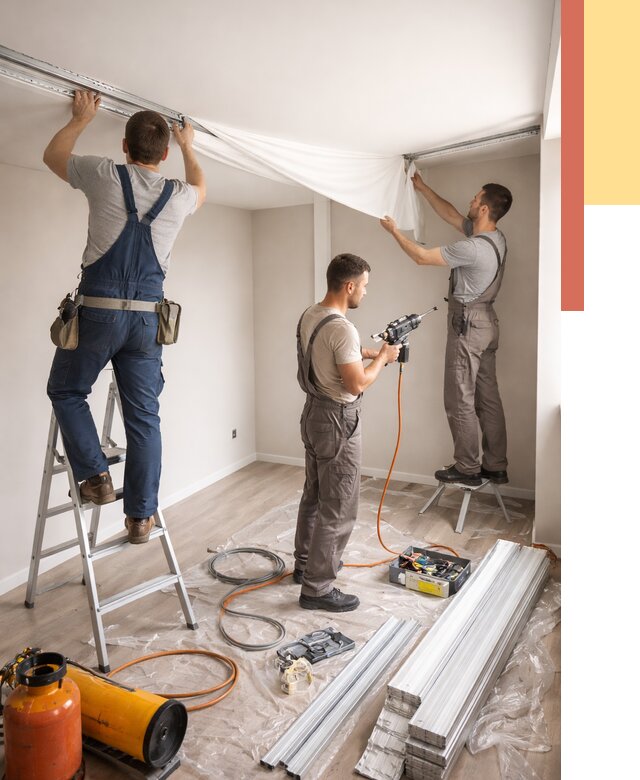 Монтаж натяжного потолка в студии в Благовещенске от 5586 руб. — быстро и недорого | ОТДЕЛОЧНИК-Бгн