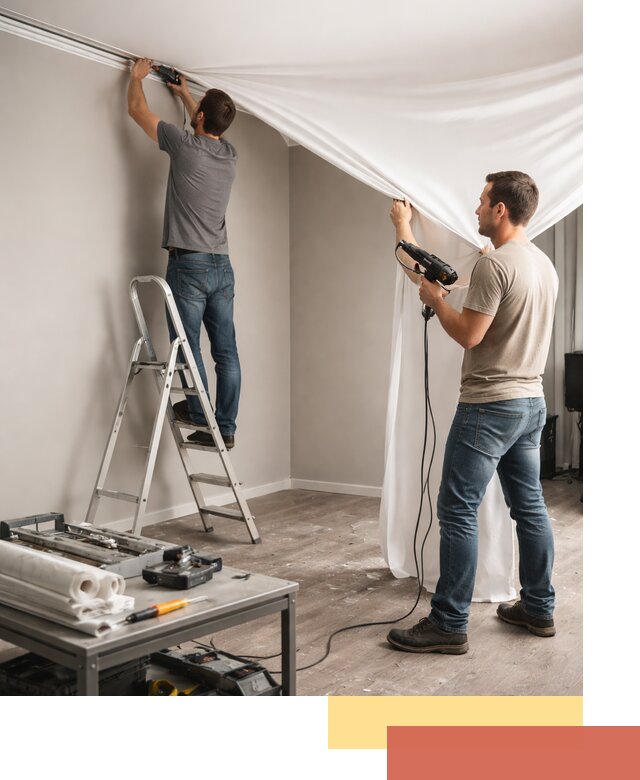 Монтаж натяжного потолка в студии в Благовещенске