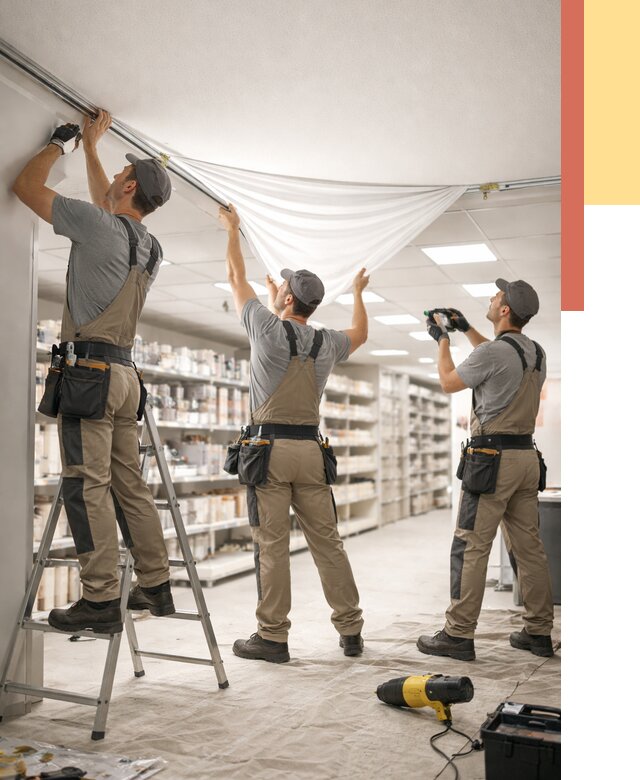 Монтаж натяжного потолка в магазине в Благовещенске от 4571 руб. быстро и недорого | ОТДЕЛОЧНИК-Бгн