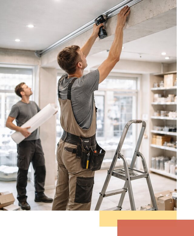 Монтаж натяжных потолков в магазине в Благовещенске