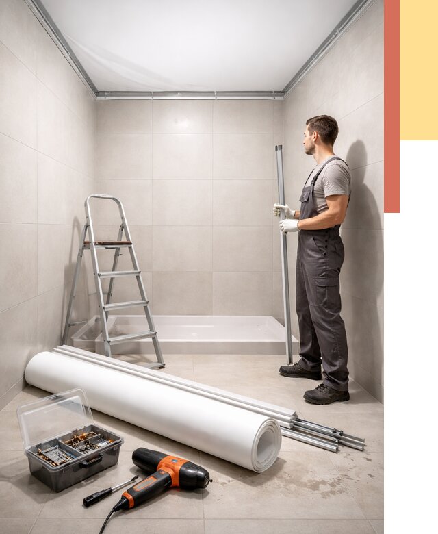 Монтаж натяжного потолка в санузле в Благовещенске от 1879 руб. — ОТДЕЛОЧНИК-Бгн