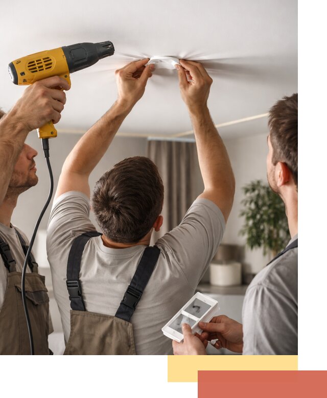 Ремонт прокола полотна натяжного потолка в Благовещенске