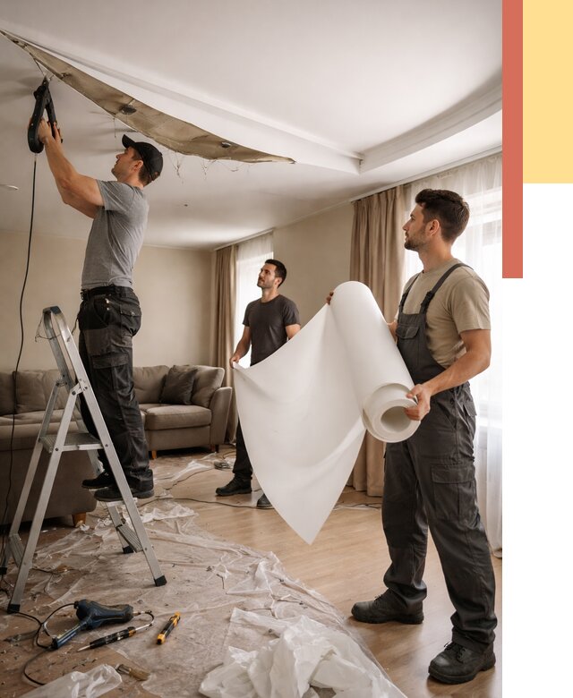 Замена полотна натяжного потолка в Благовещенске от 9649 руб. быстро и недорого | ОТДЕЛОЧНИК-Бгн